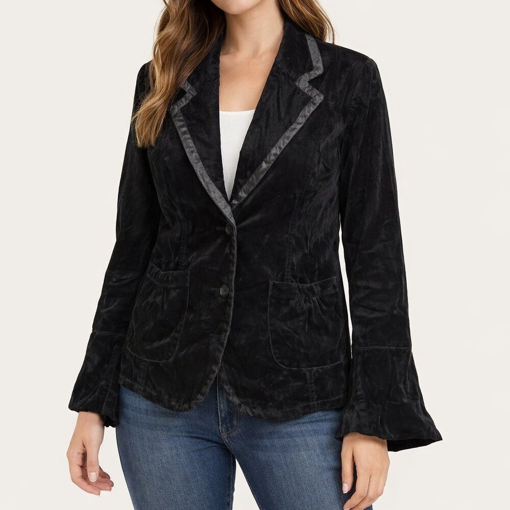 DKNY Jeans Women's Black Velvet Jacket Sz XL